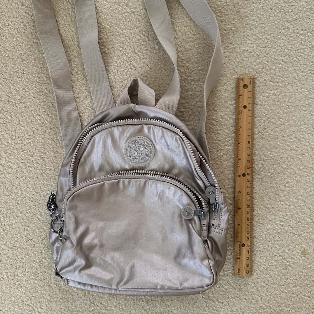 Kipling Metallic Beige Backpack